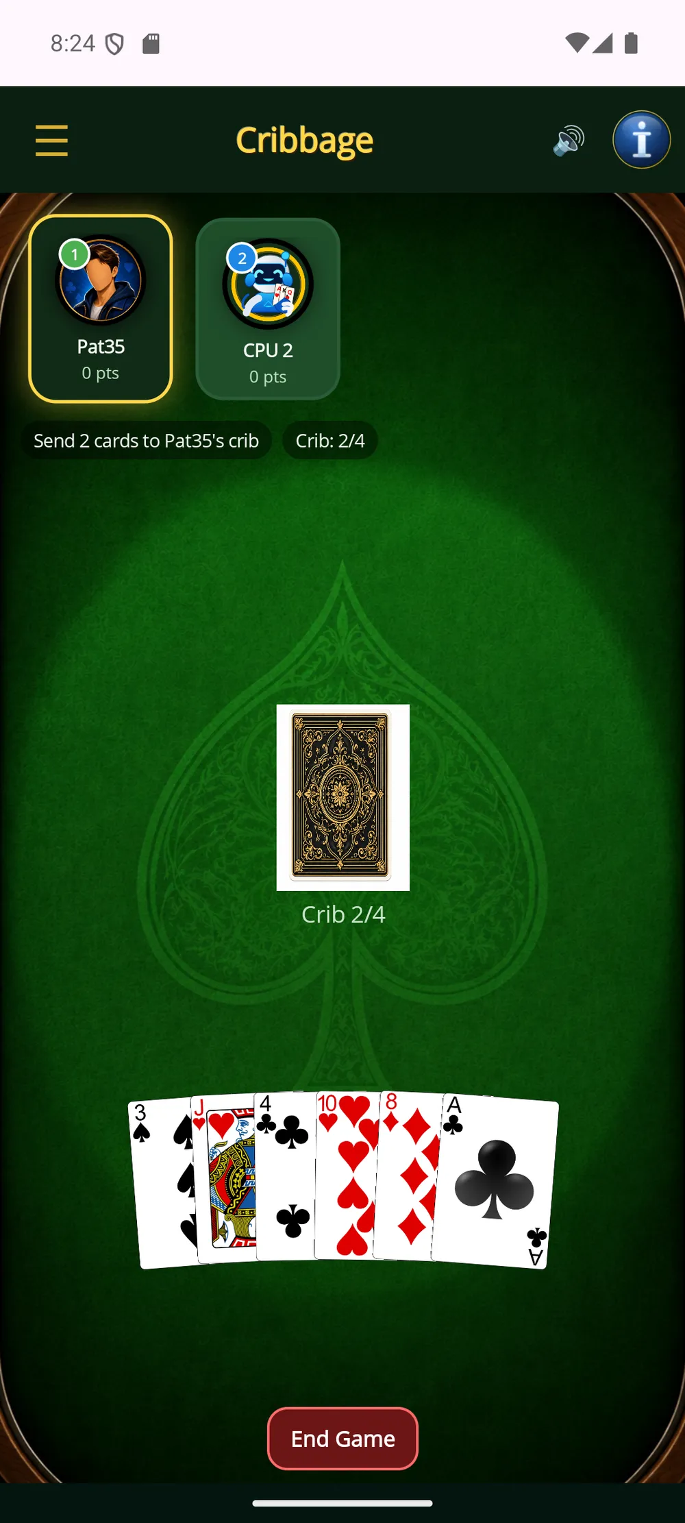 Cribbage — Feed the crib