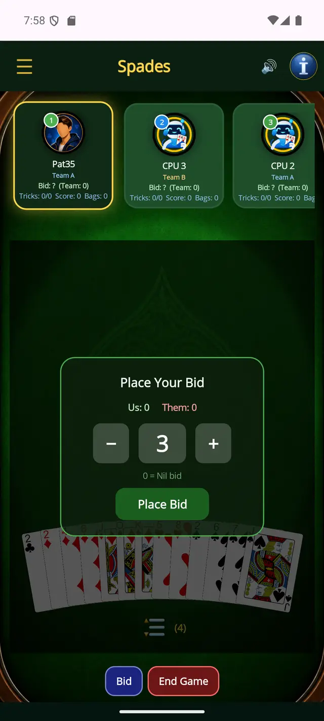 Spades — Place your bid
