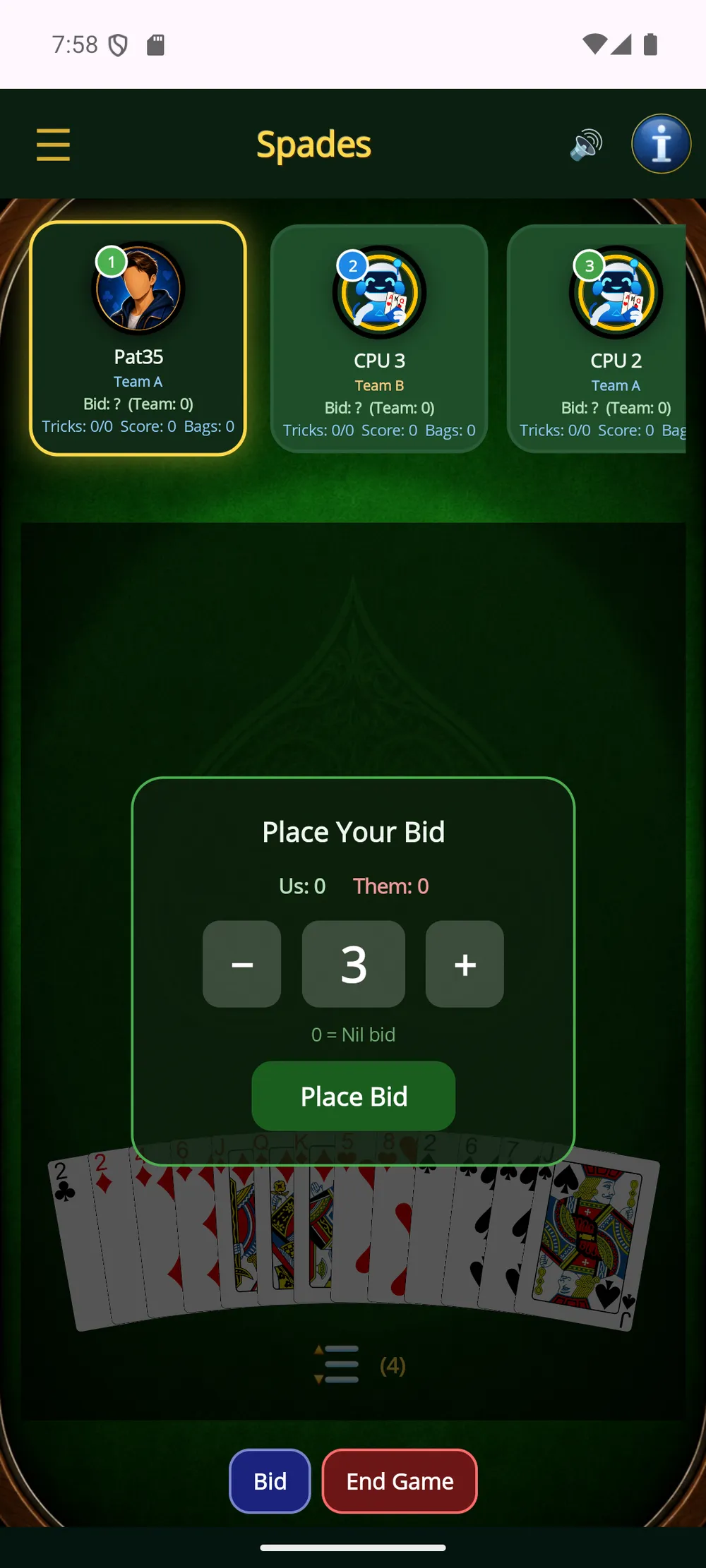 Spades — Place your bid
