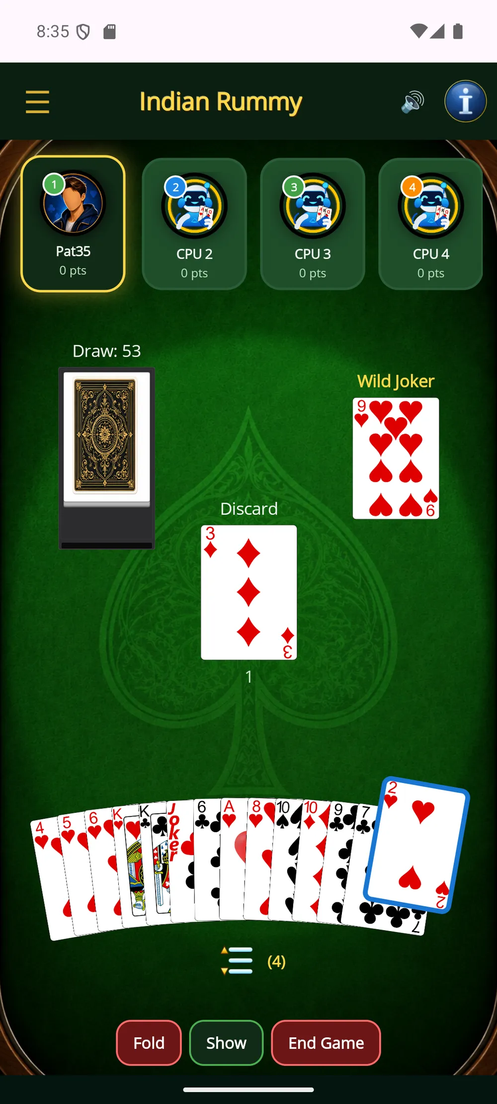 Indian Rummy — Draw and discard