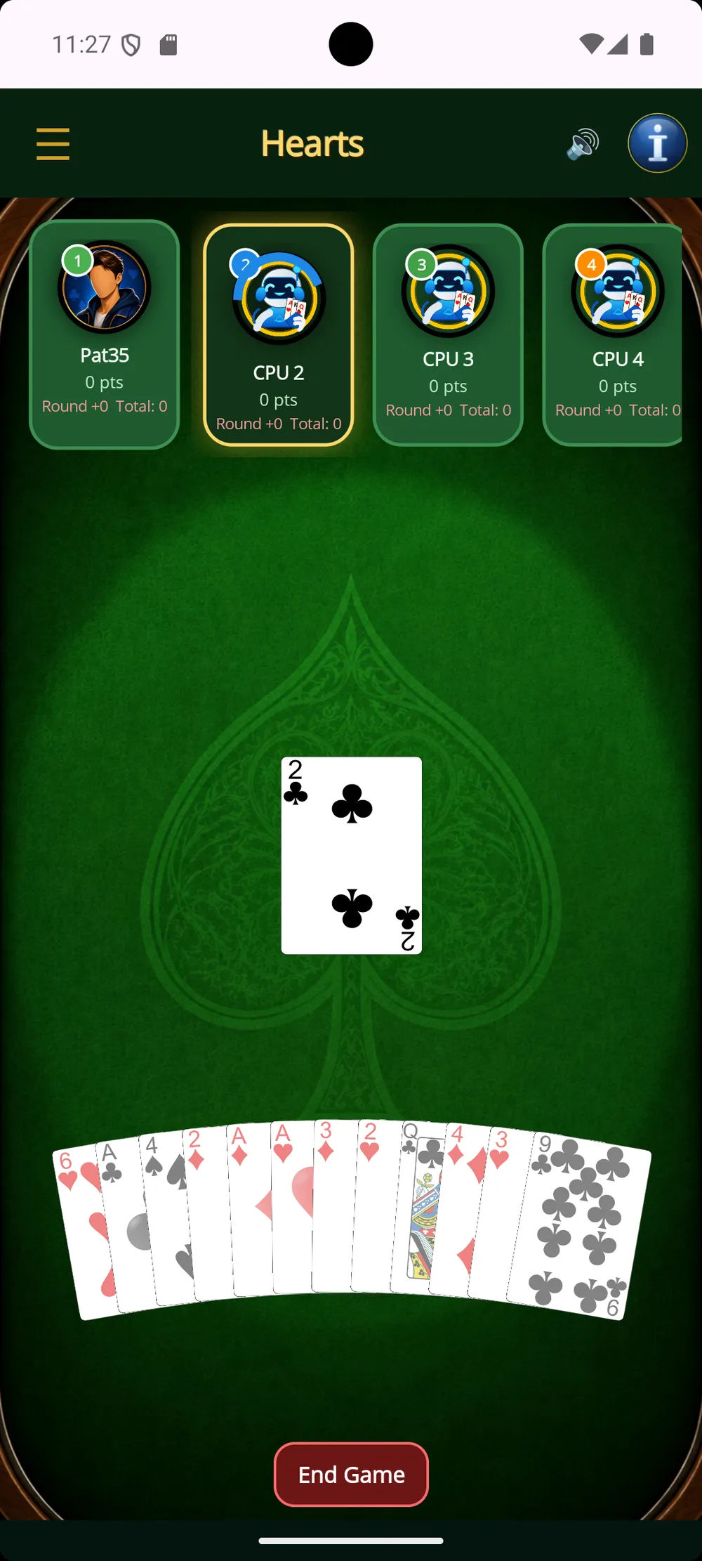 Hearts — The 2♣ opens