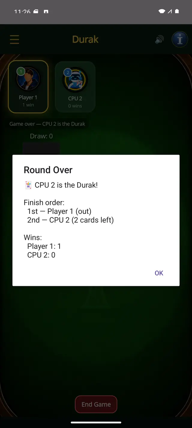 Durak — Round over